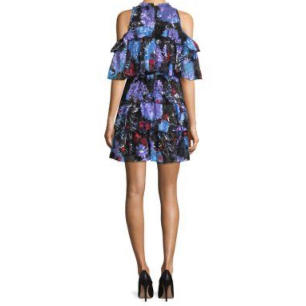 Nichola Cold Shoulder Ruffled Party Dress In Multi - Picture 3 of 10